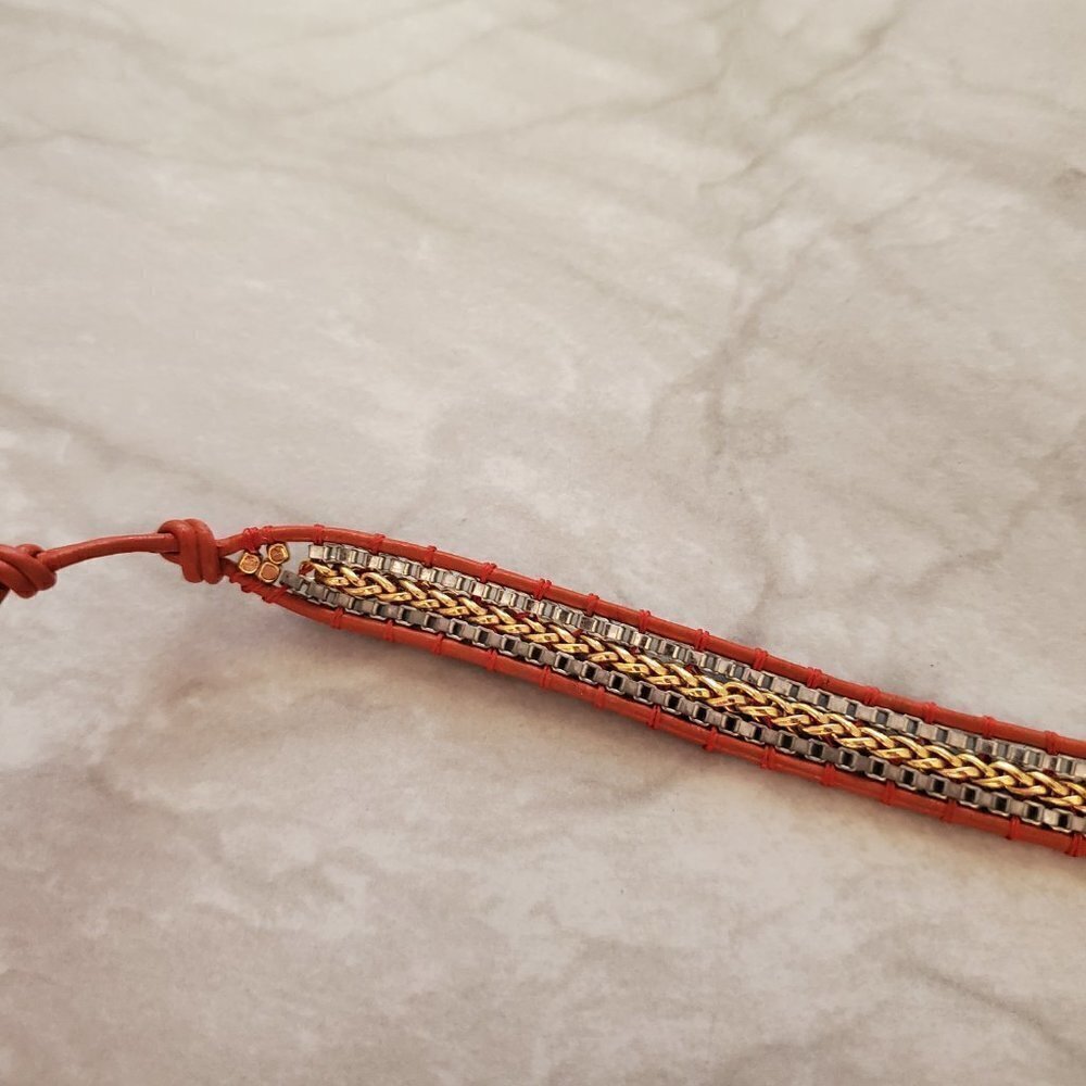 🧡 Stella and Dot Orange Cord Button Adjustable Box Chain Bracelet 🧡 - Picture 9 of 11